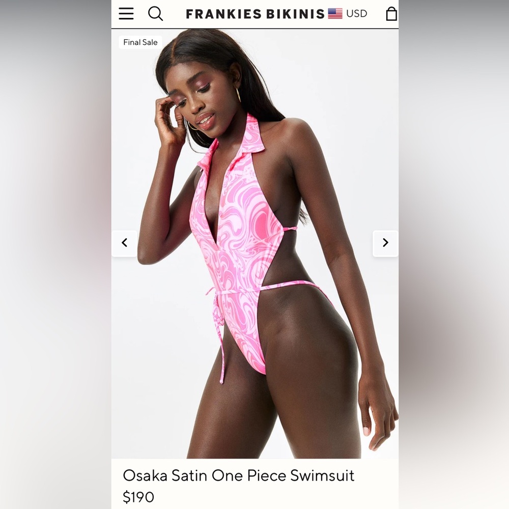Frankie’s Bikinis x Naomi Osaka Satin OnePiece, Sz M, Immaculate NWT